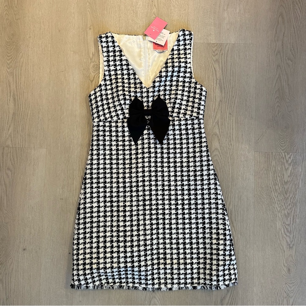Kate Spade NWT Houndstooth Black and White Mini Dress